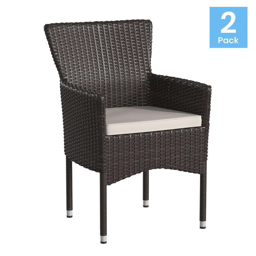 Maxim Modern Espresso Wicker Patio Armchairs for Deck or Backyard