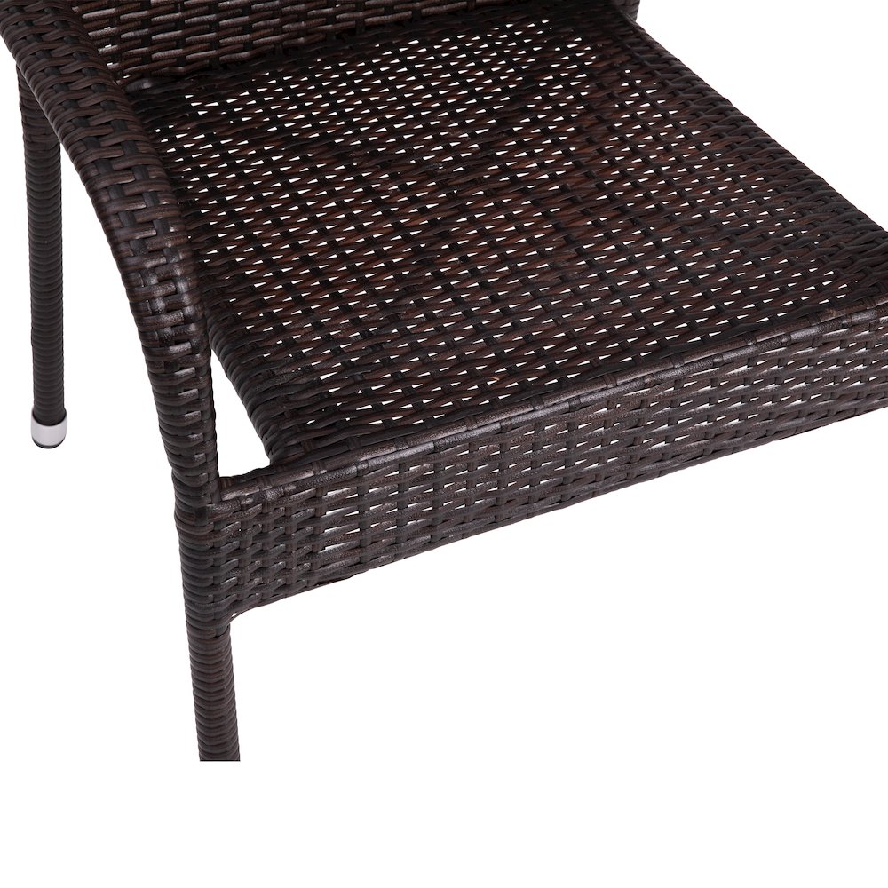 Maxim Set of 4 Stackable Indoor/Outdoor Wicker Dining Chairs with Arms – Fade & Weather-Resistant Steel Frames – Espresso