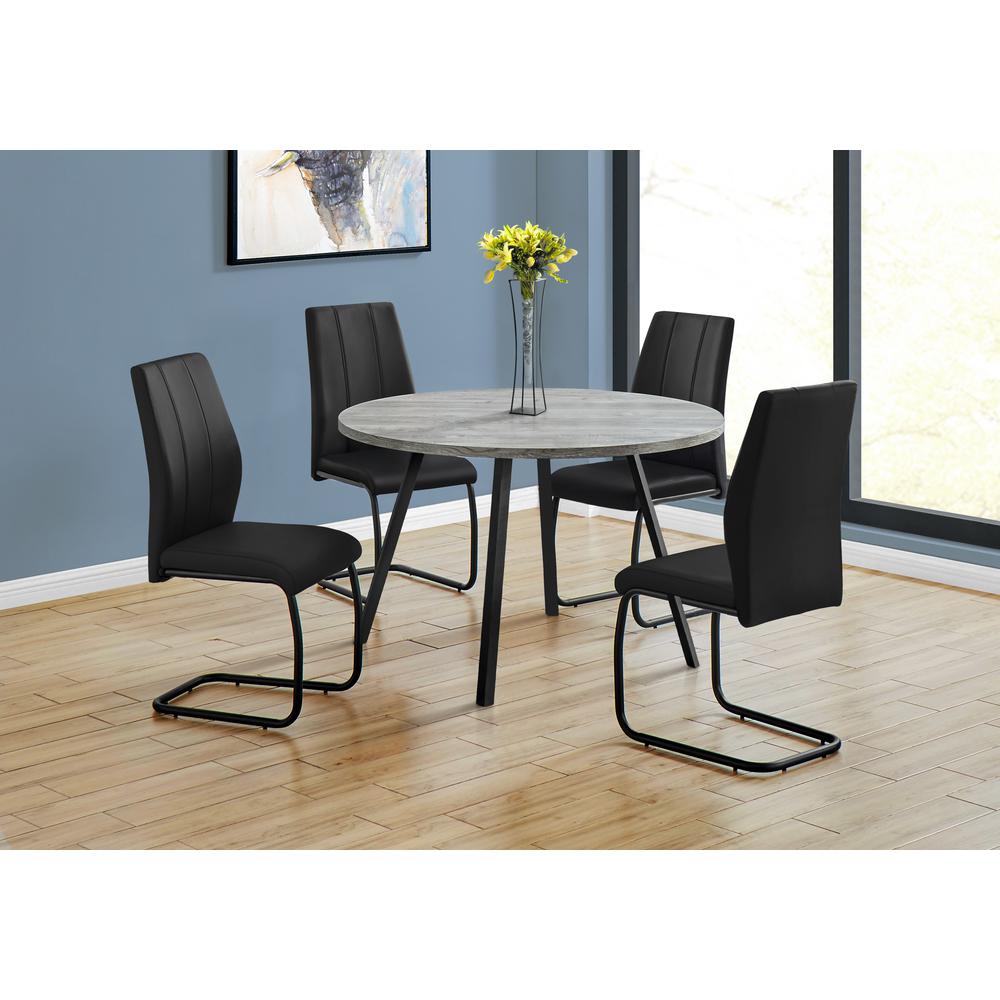 DINING TABLE – 48″”DIA/ GREY RECLAIMED WOOD / BLACK METAL”