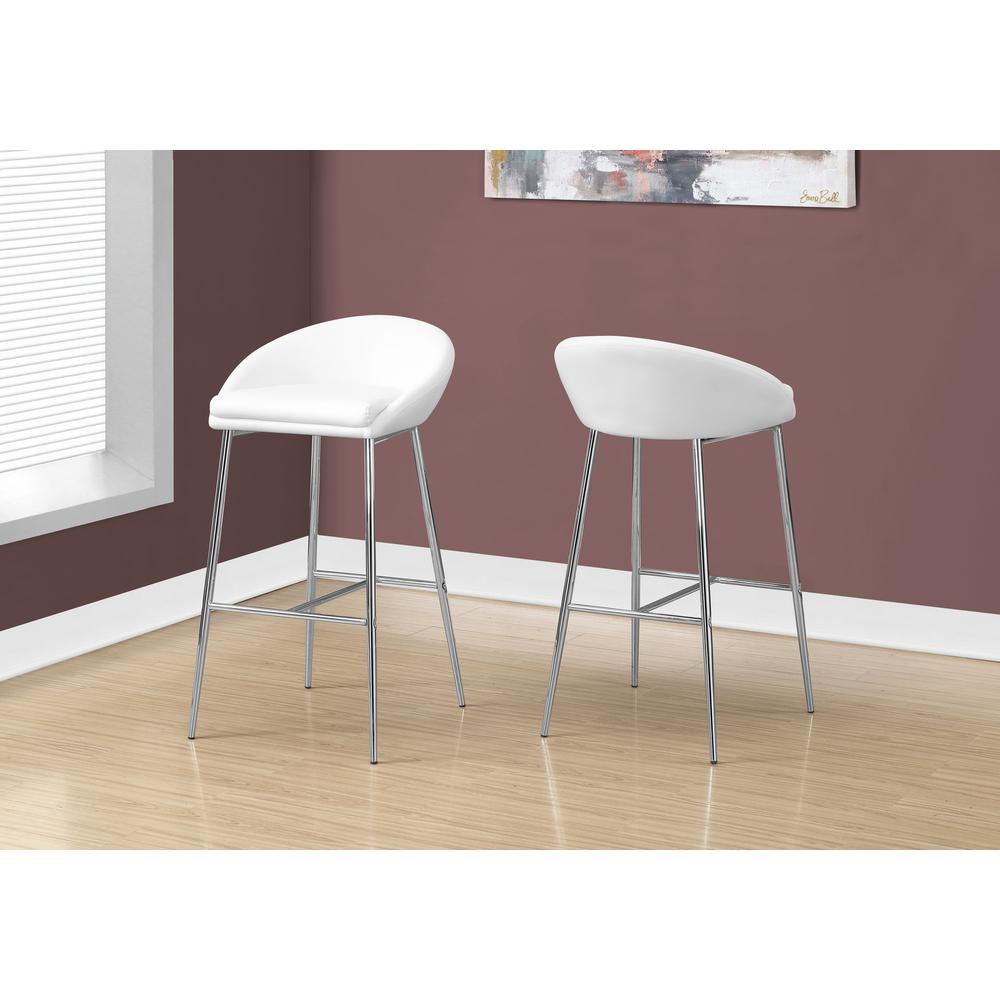 BARSTOOL – 2PCS / WHITE / CHROME BASE / BAR HEIGHT