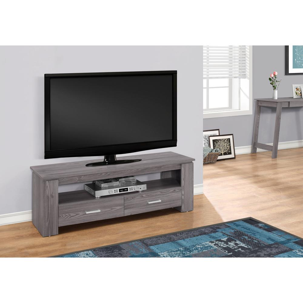 TV STAND – 48″L / GREY WITH STORAGE DRAWERS