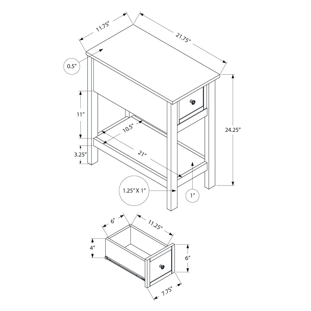Transitional Accent Table in Washed Grey color