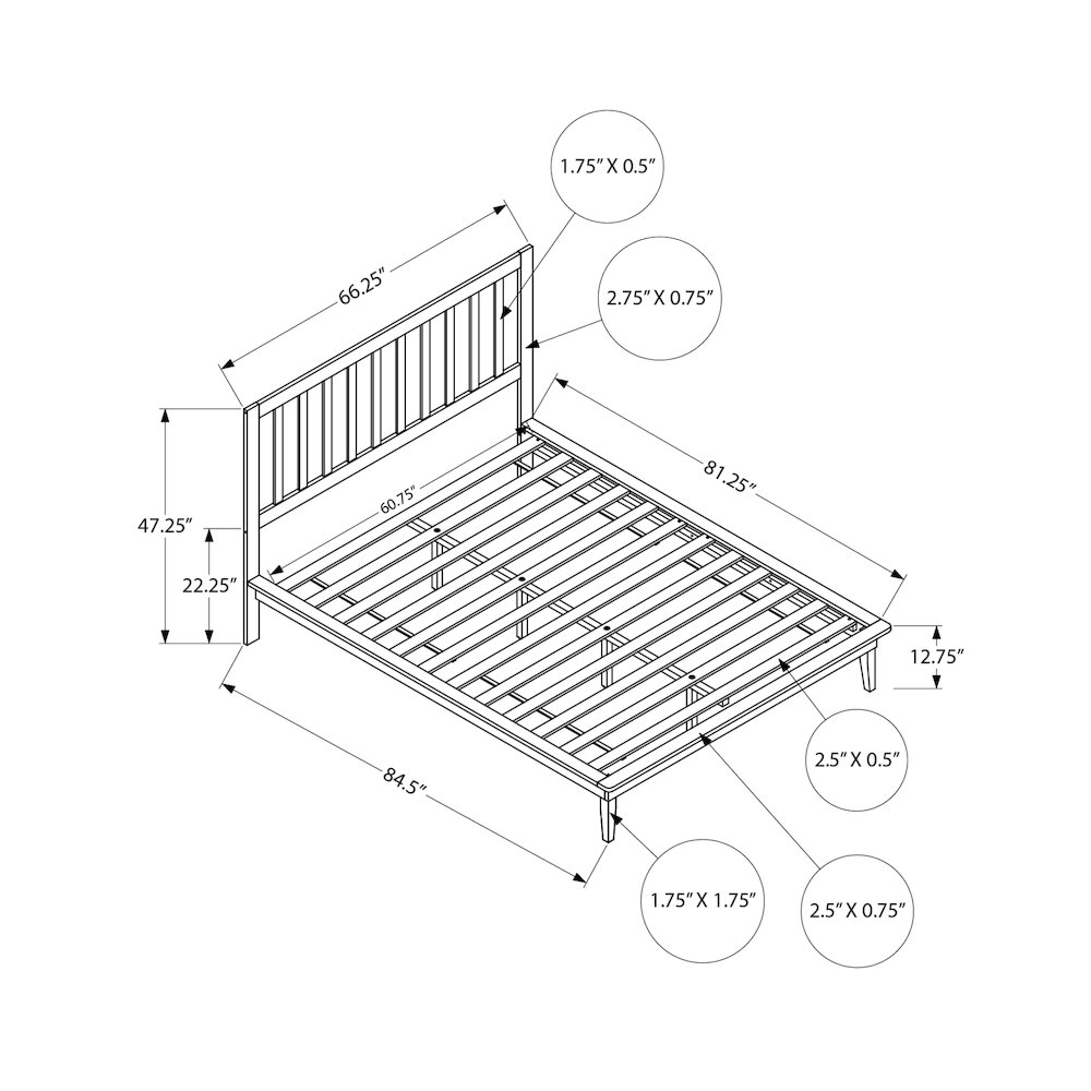 Queen Size White Wood Legs