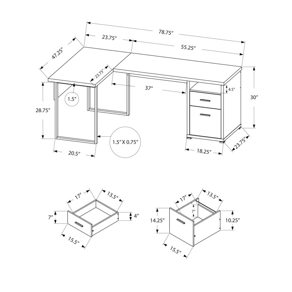 COMPUTER DESK – 80″L / CAPPUCCINO LEFT OR RIGHT FACING