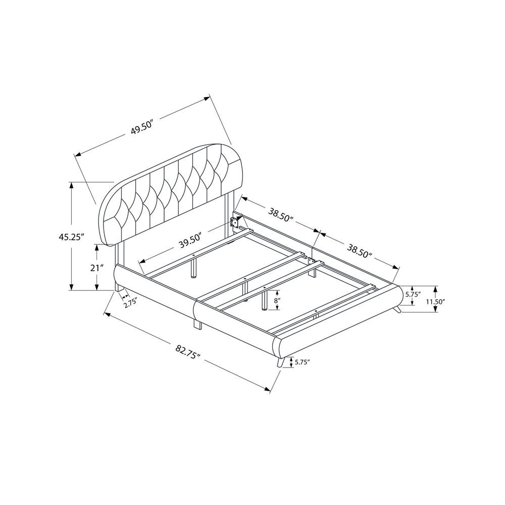 BED – TWIN SIZE / BEIGE LINEN WITH BROWN WOOD LEGS