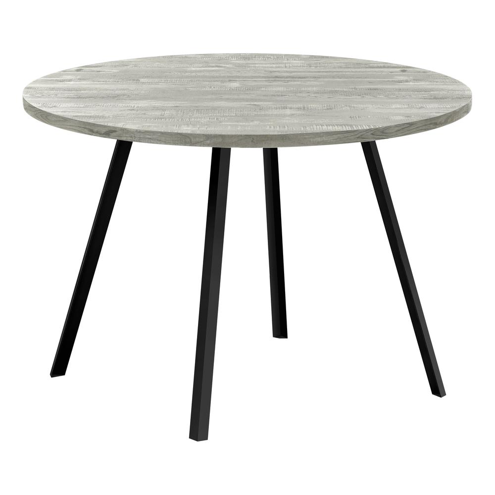 DINING TABLE – 48″”DIA/ GREY RECLAIMED WOOD / BLACK METAL”