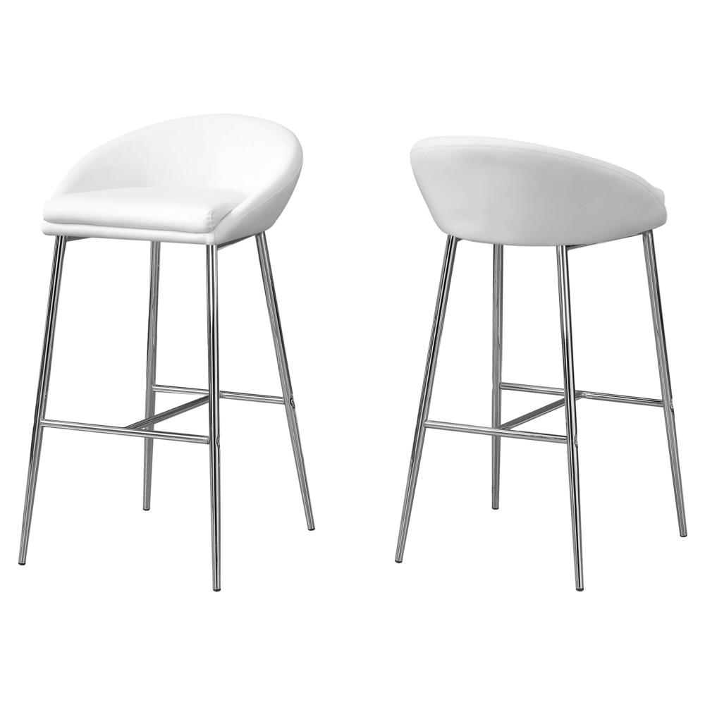 BARSTOOL – 2PCS / WHITE / CHROME BASE / BAR HEIGHT