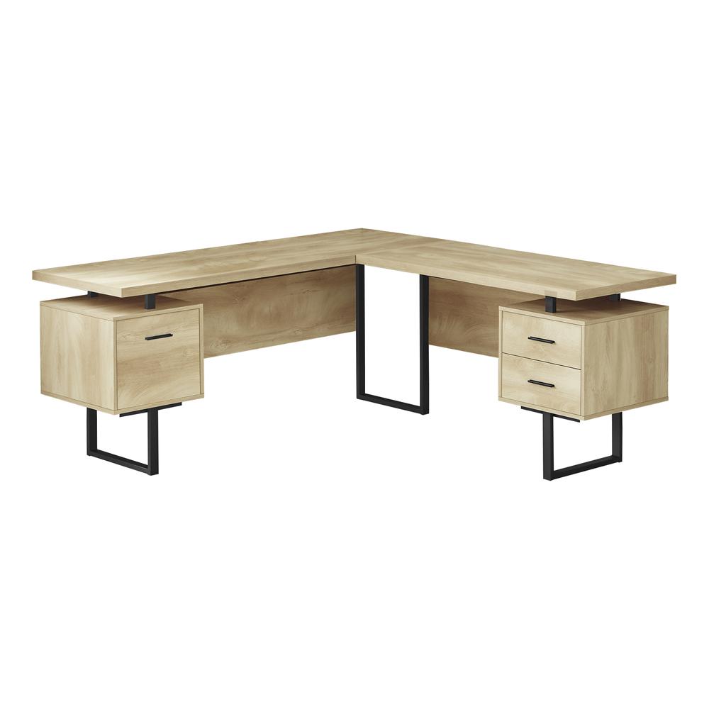 Computer Desk – 70″L / Natural / Black Metal / L/R Face