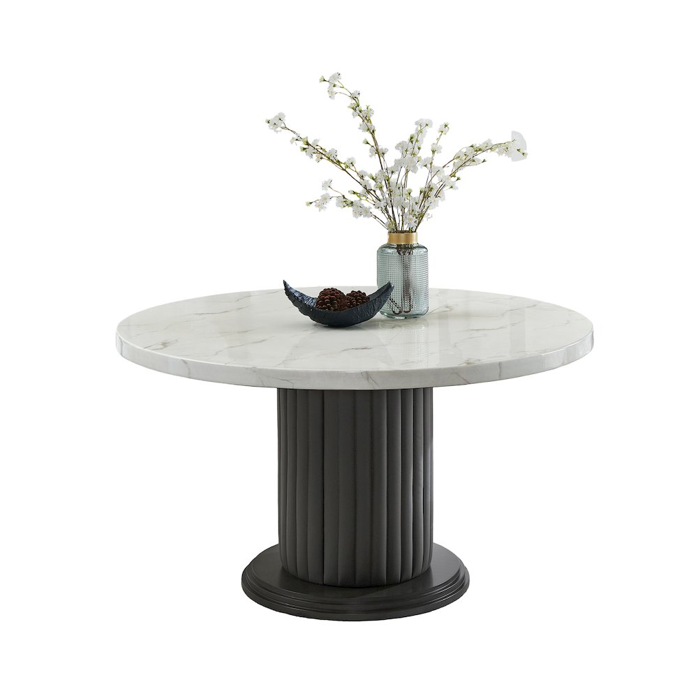 Valencia 54″ Round White Faux Marble Dining Table