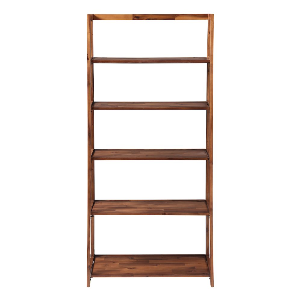 Bayfront 5-Self Folding Bookcase in Bayfront Acacia Wood Finish