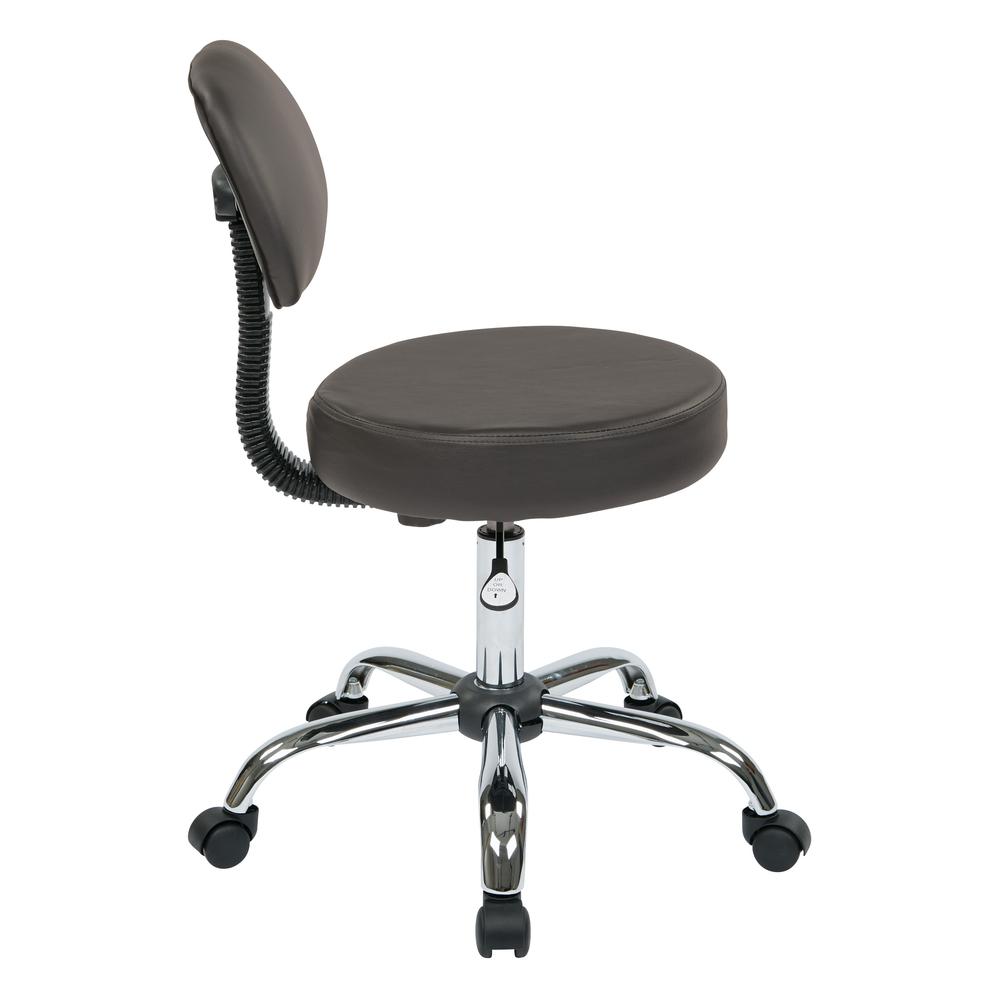 Pneumatic Drafting Chair with Stool and Back. Heavy Duty Chrome Base with Dual Wheel Carpet Casters. Height Adjustment 19.5″ to 24.5″