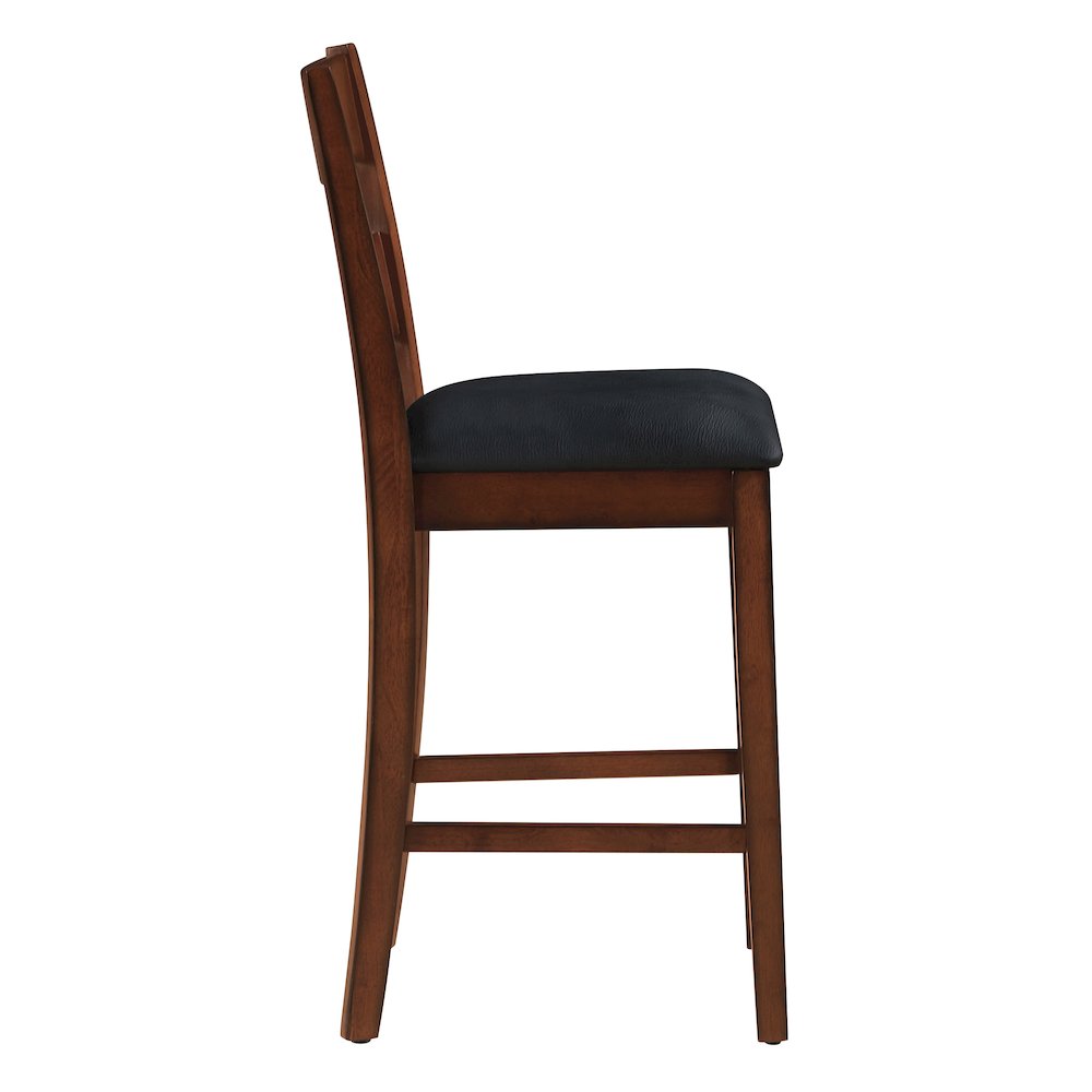 5-PC Counter Height Dining Set With Blue Vinyl Fabric and Walnut Wood Finish