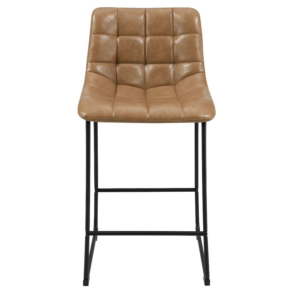 Alcott 26″ Counter Stool in Taupe Faux leather and Black Base 2-Pack