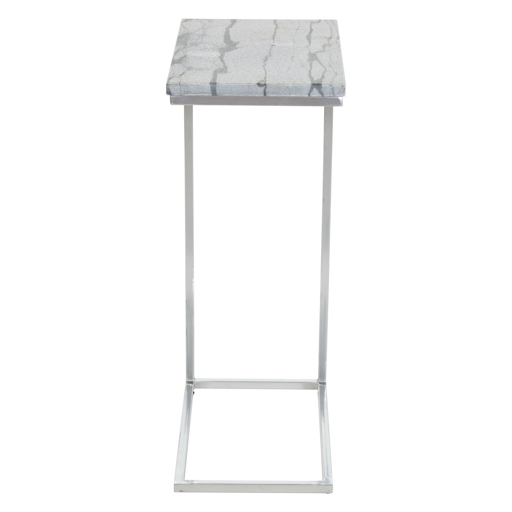 Solid Grey Marble Top C-Table with Chrome Metal Base 2-Pack