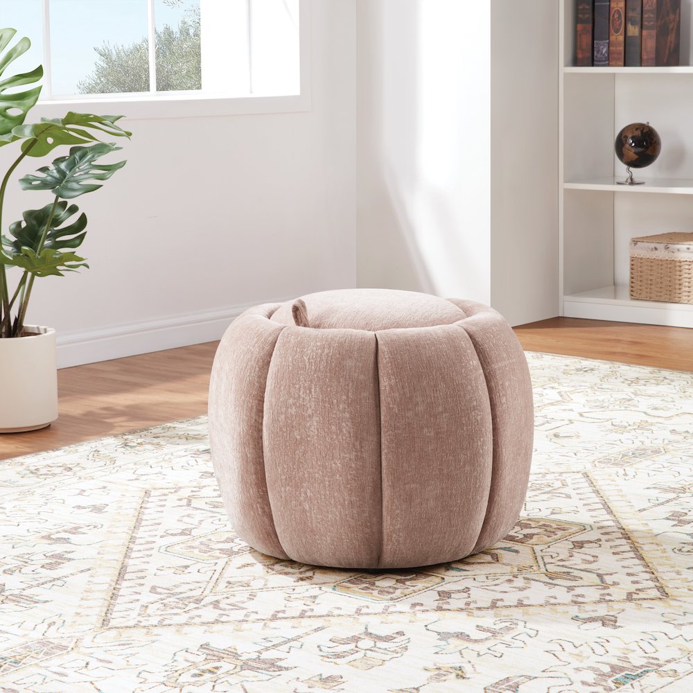 Castel Storage Ottoman in Blush Fabric