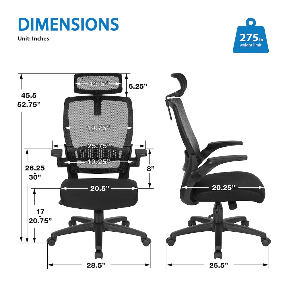 Managers Chair With Mesh Back In Black Fabric Seat Molded Foam