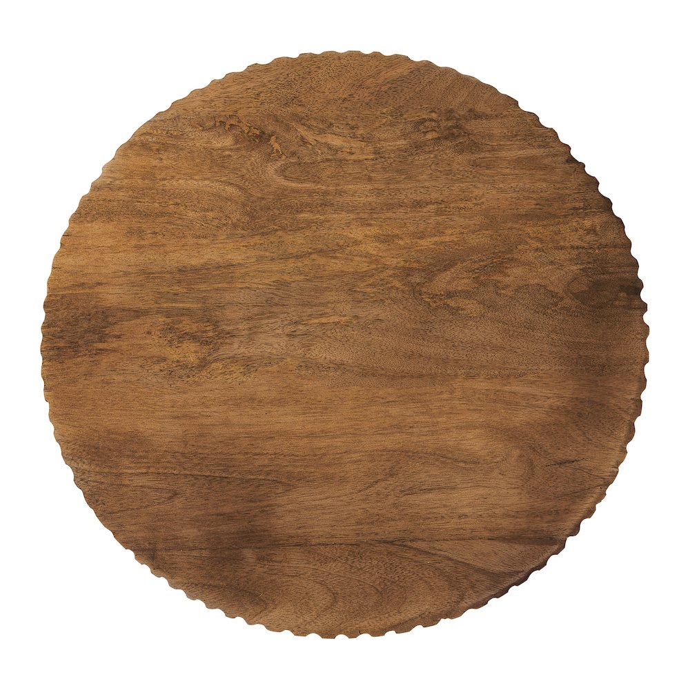 Round Side Table in Golden Honey Wood Top with Metal Base – 2 Pack