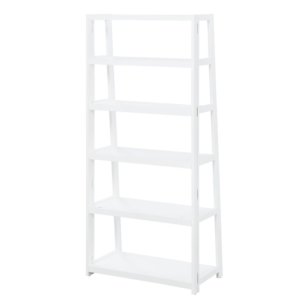 Bayfront 5-Self Folding Bookcase in Willow White Wood Finish