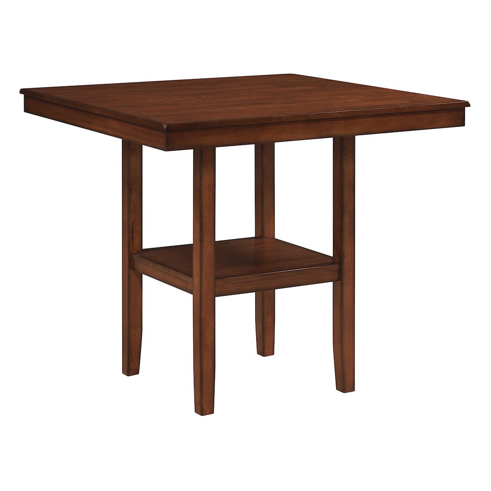 5-PC Counter Height Dining Set With Blue Vinyl Fabric and Walnut Wood Finish