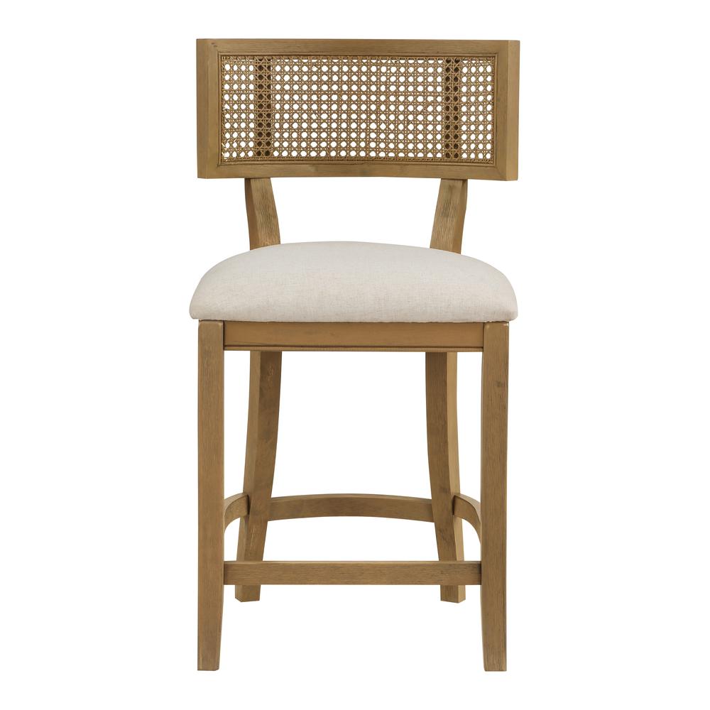 Alaina 26″ Cane Back Counter Stool in Linen Fabric with Coastal Wash
