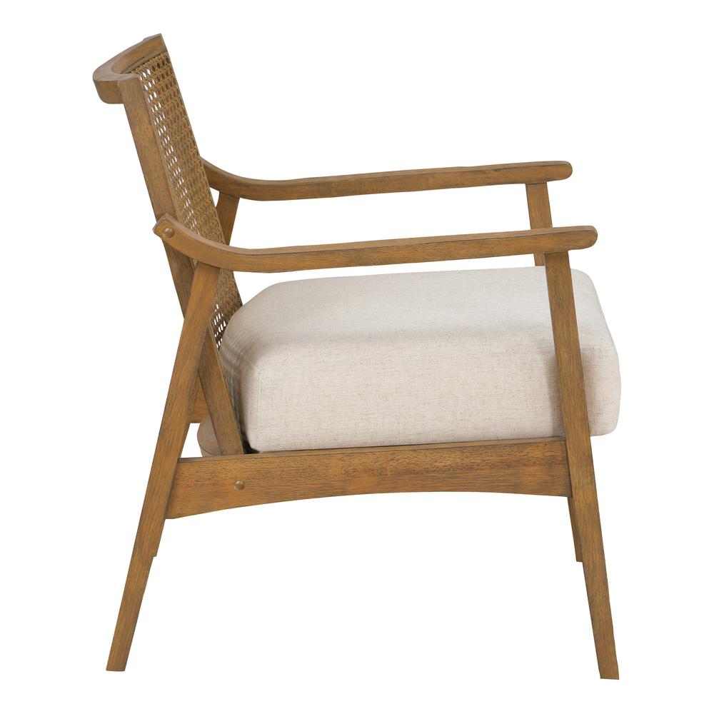 Alaina Cane Back Arm Chair in Linen Fabric with Coastal Wash