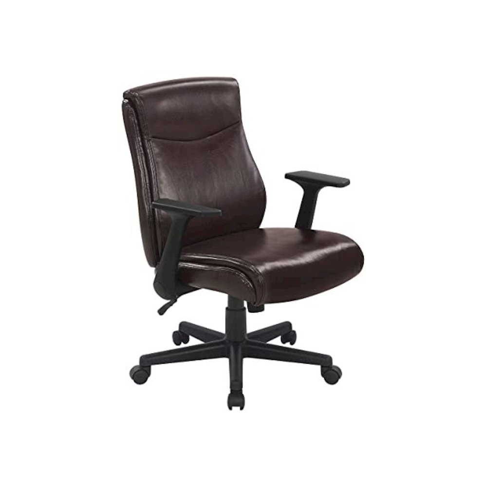 Mid-Back Managers Chair with Flip Up Arms in Chocolate Faux Leather