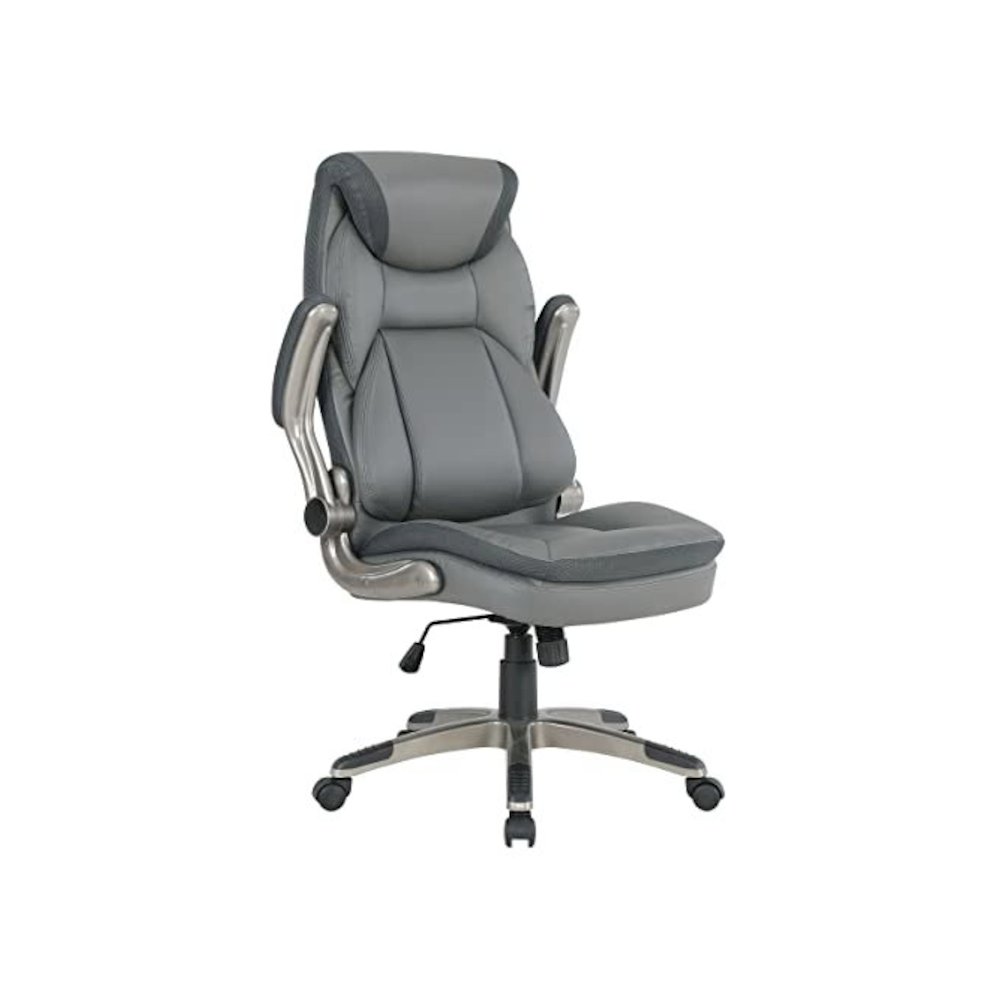 Executive Charcoal Bonded Leather Chair with Titanium Coated Nylon Base