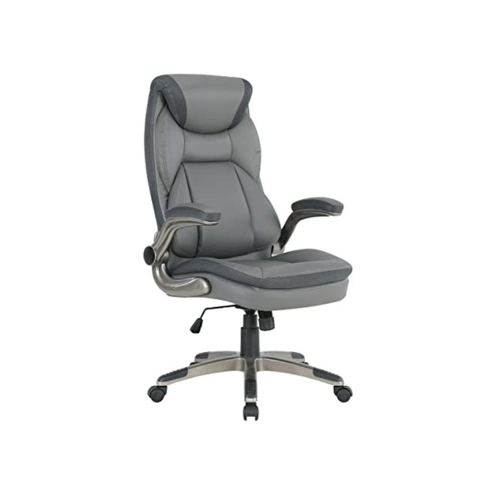 Executive Charcoal Bonded Leather Chair with Titanium Coated Nylon Base