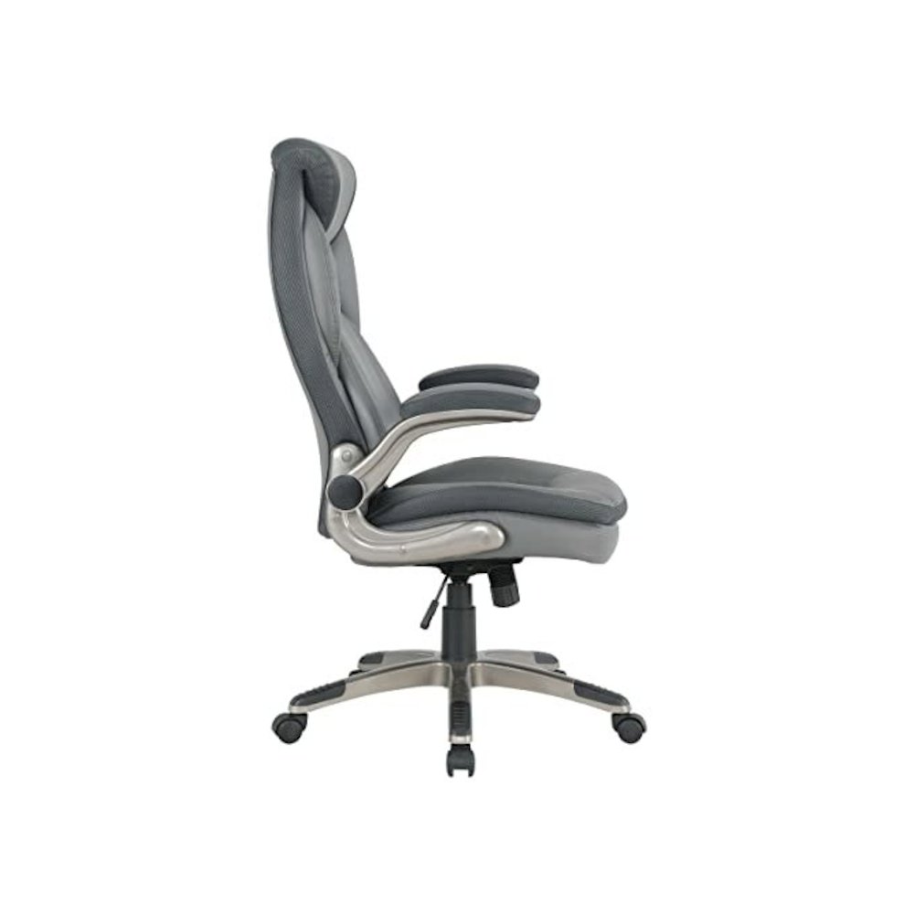 Executive Charcoal Bonded Leather Chair with Titanium Coated Nylon Base