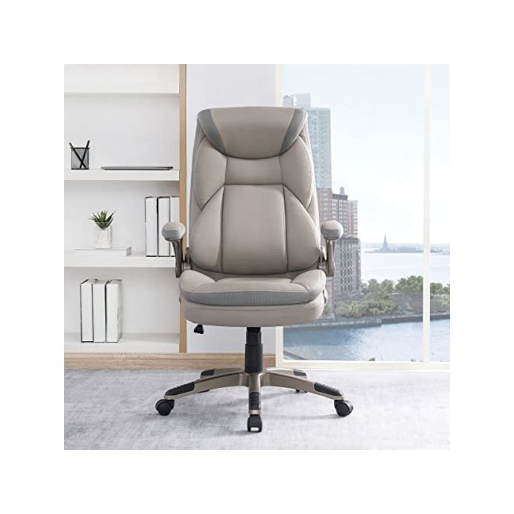 Executive Taupe Bonded Leather Chair with Cocoa Coated Nylon Base
