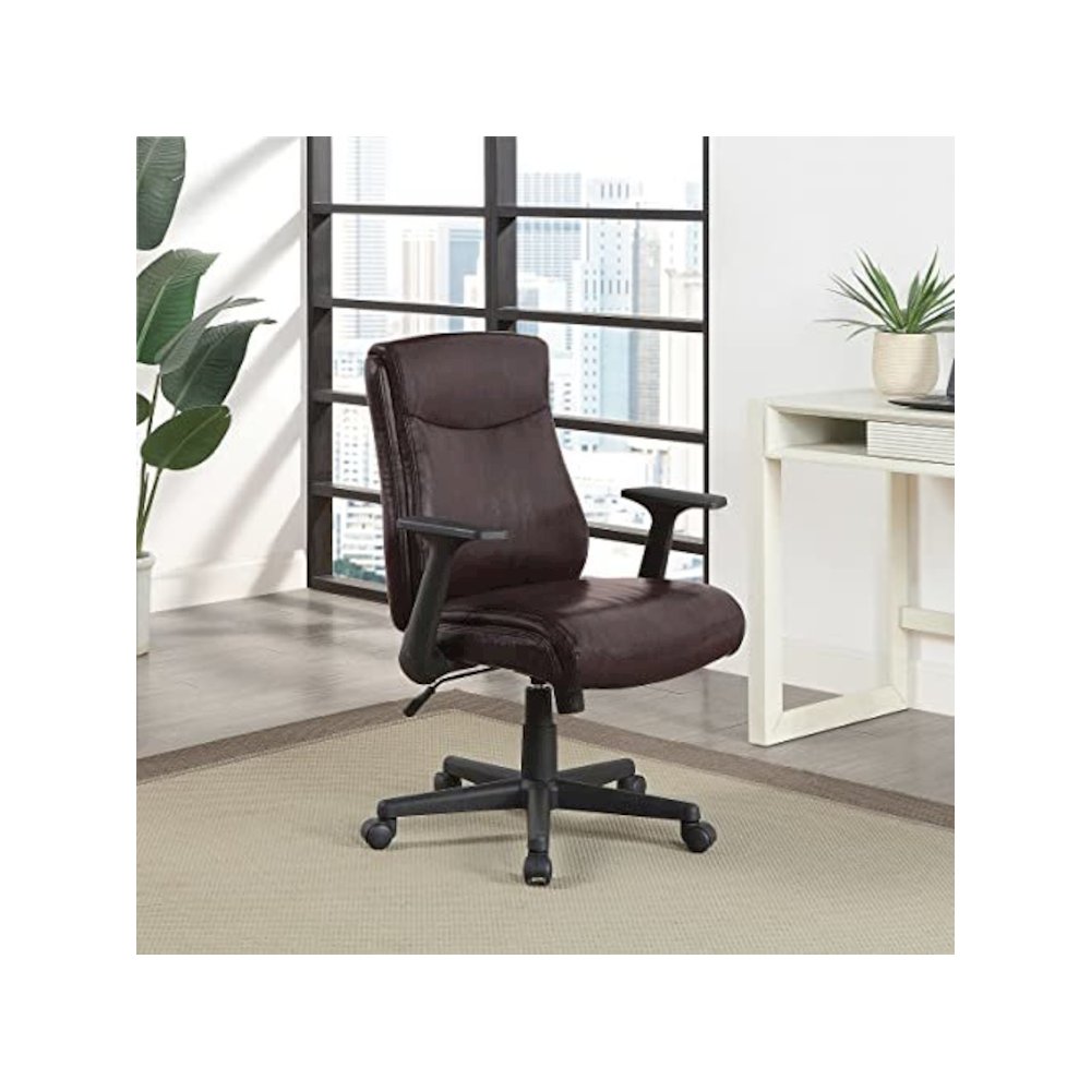 Mid-Back Managers Chair with Flip Up Arms in Chocolate Faux Leather