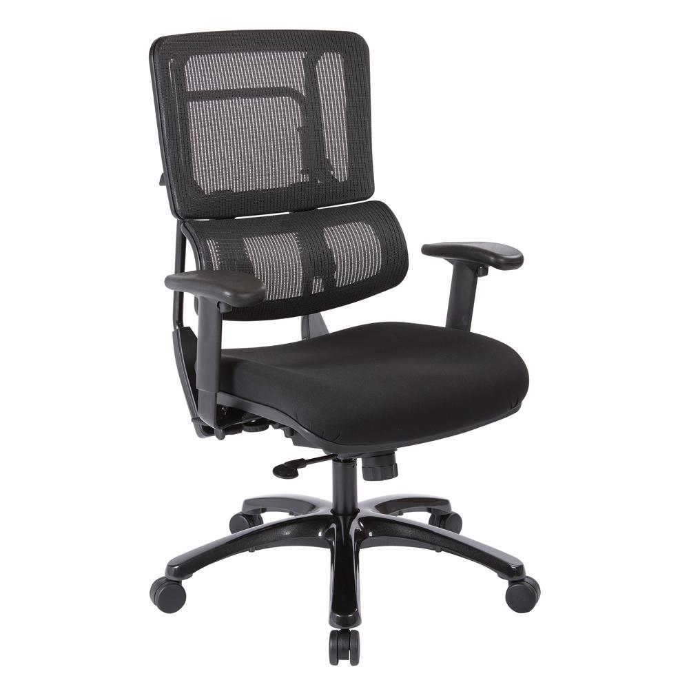 Vertical Black Mesh Back Chair with Shiny Black Base