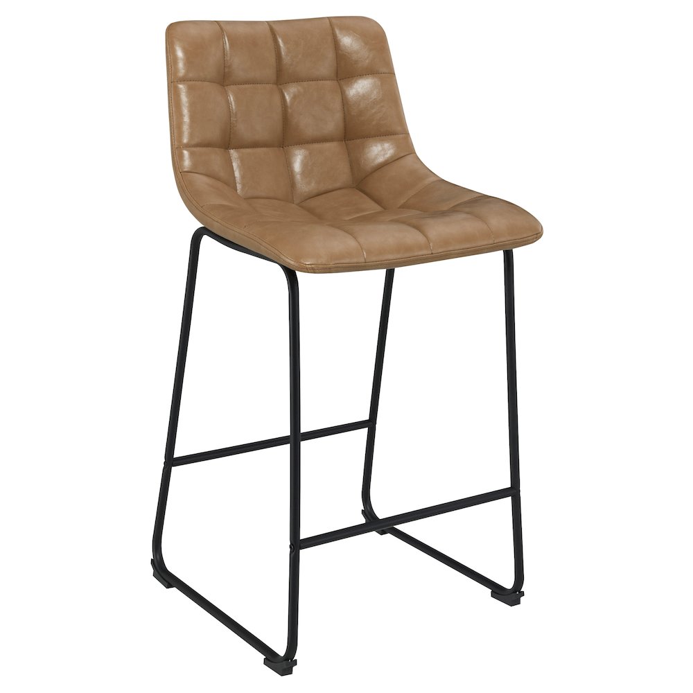 Alcott 26″ Counter Stool in Taupe Faux leather and Black Base 2-Pack