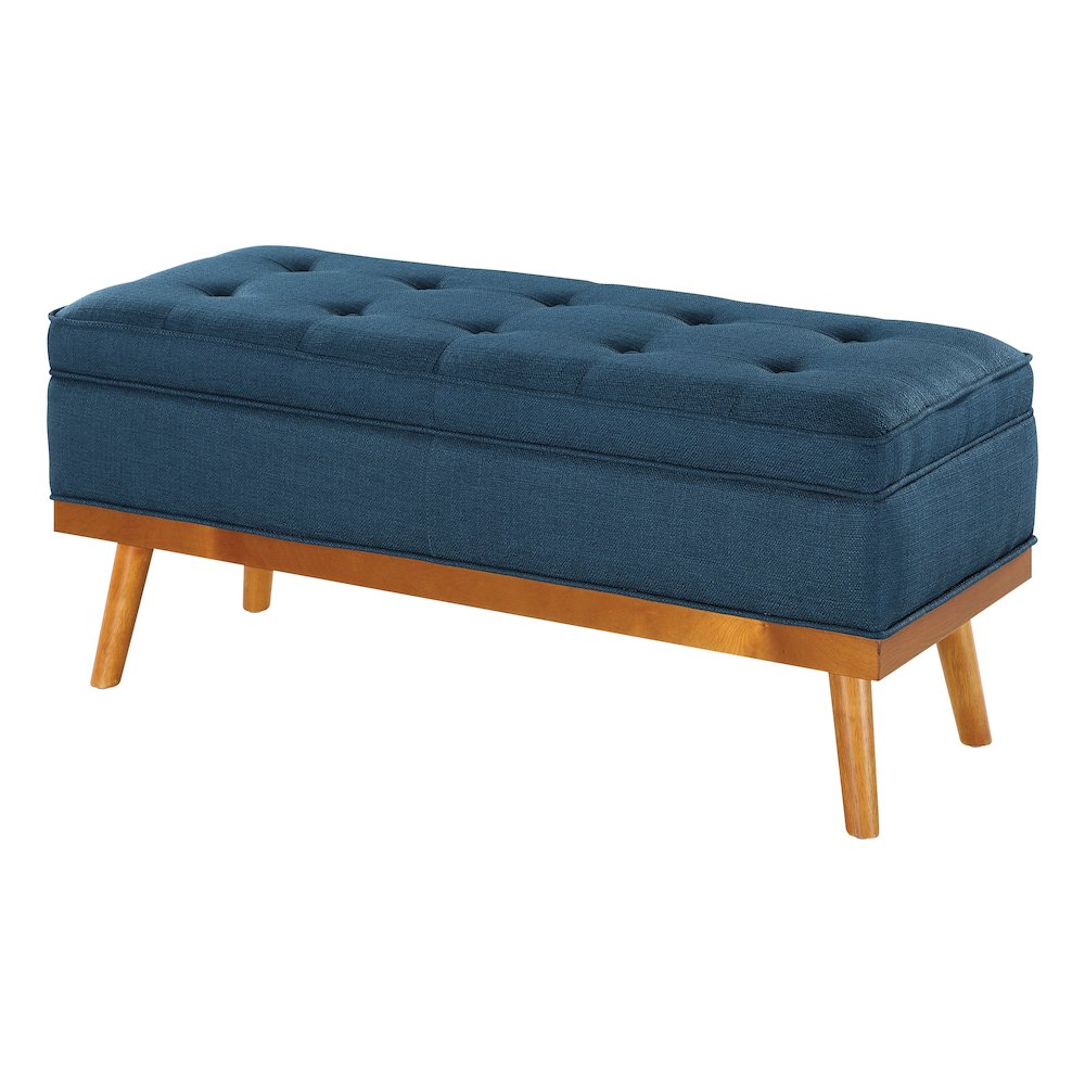 Katheryn Storage Bench in Azure Fabric with Spice Finish Legs