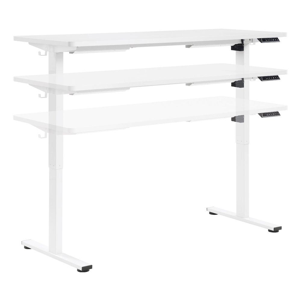 Primo 59″W Sit to Stand Electric Height Adjustable Desk in White Finish