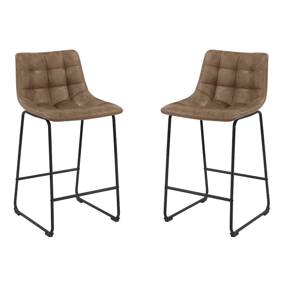 Alcott 26″ Counter Stool in Saddle Faux leather and Black Base 2-Pack