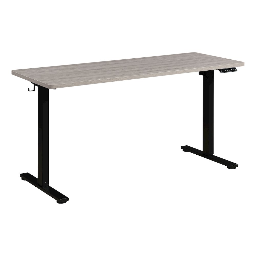 Primo 59″W Sit to Stand Electric Height Adjustable Desk With Light Grey Top