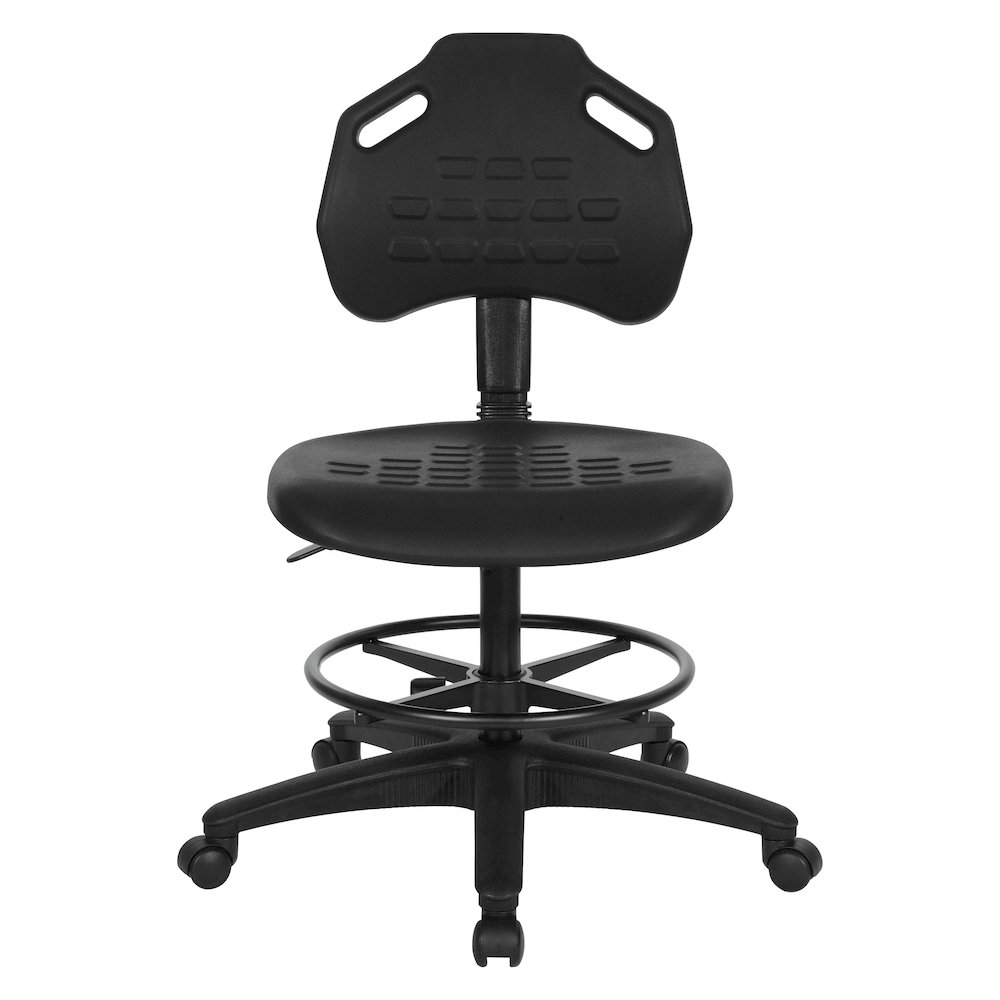 Black Skinned Urethane Intermediate Drafting Chair Adjustable Black Footrest