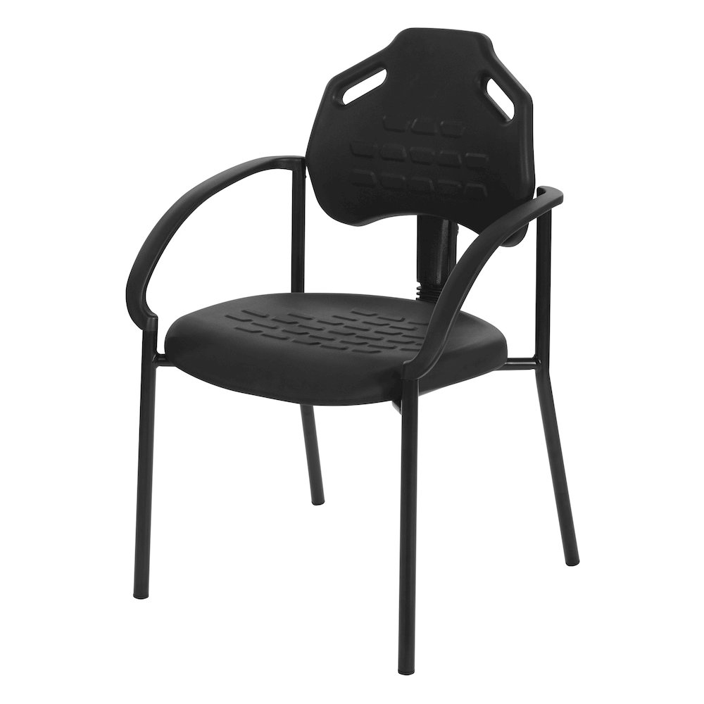 Black Self Skinned Urethane Guest Arm Chair In Black Finish Frame