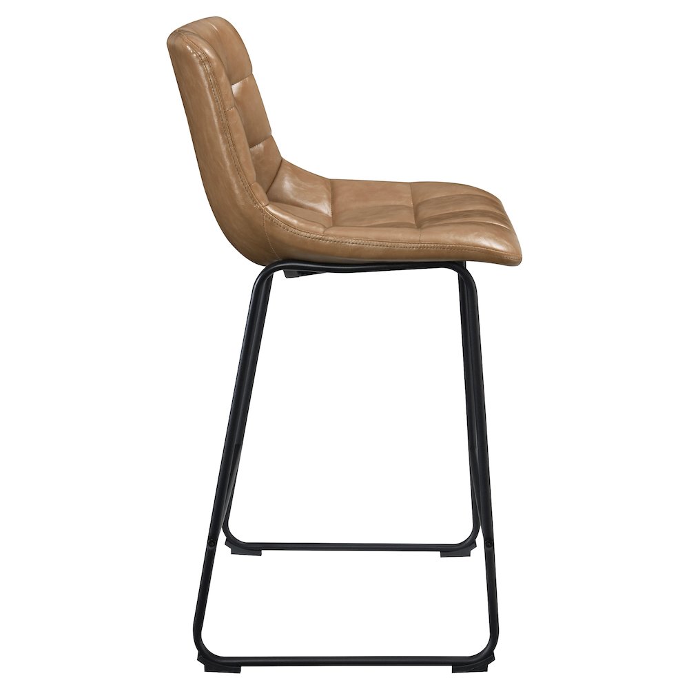 Alcott 26″ Counter Stool in Taupe Faux leather and Black Base 2-Pack