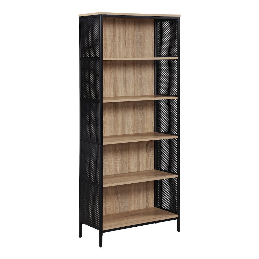 Ace 72” 5-Shelf Bookcase in Rustic Oak Finish
