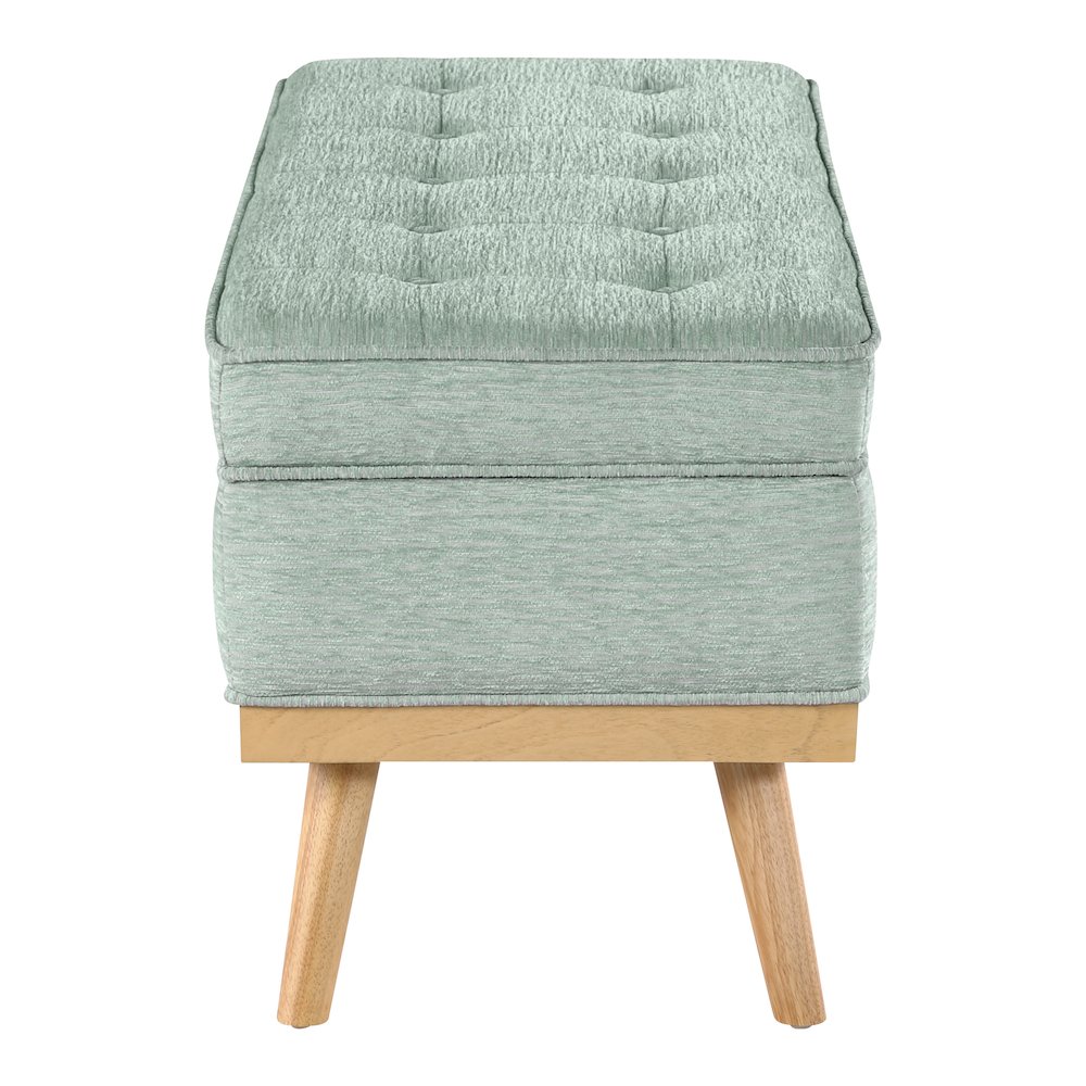 Katheryn Storage Bench in Mist Fabric with National Wood Legs