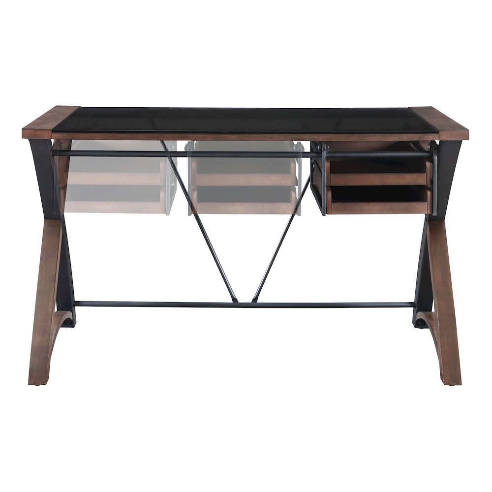 48″ Glass-Top Desk with Storage