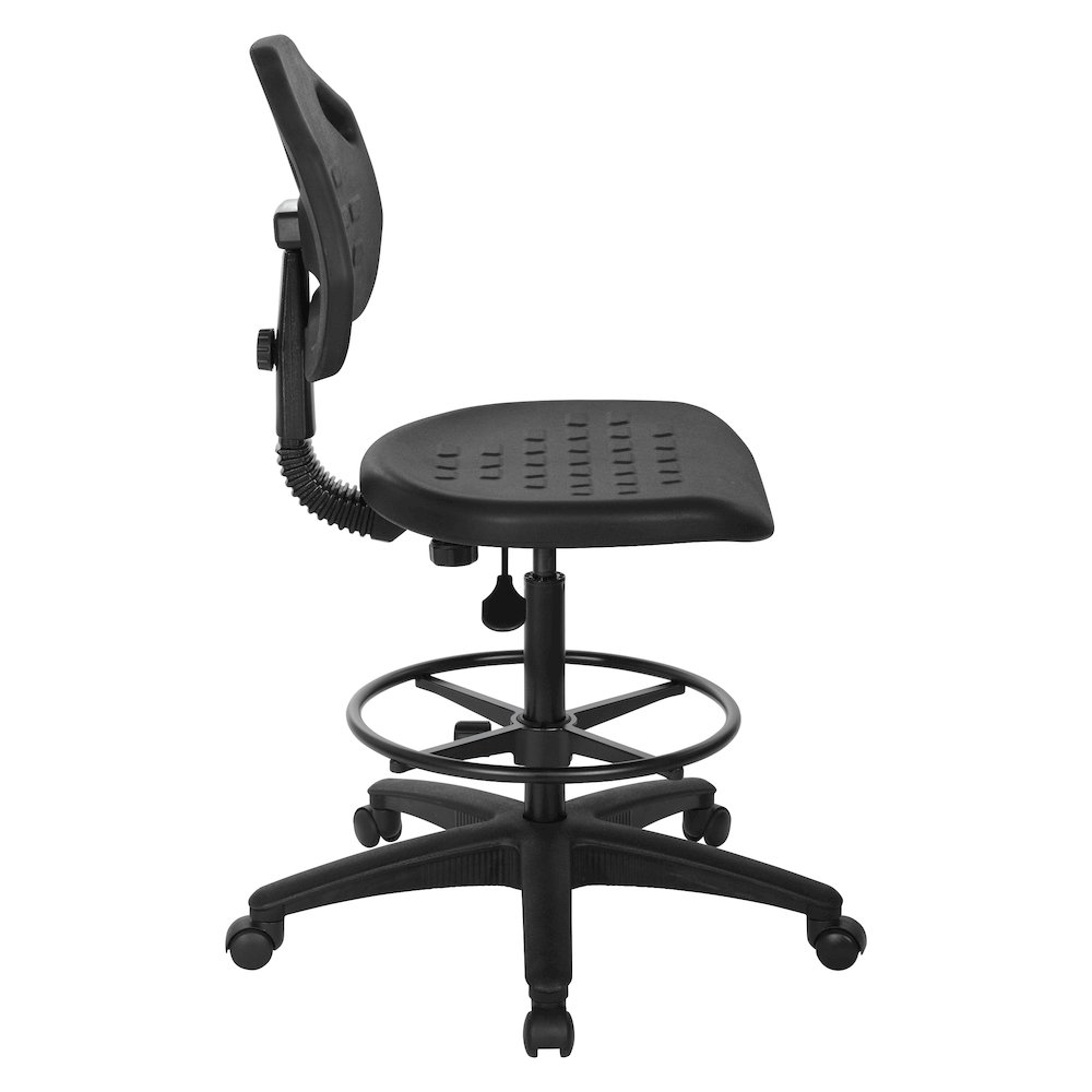 Black Skinned Urethane Drafting Chair With Adjustable Black Footrest And Casters