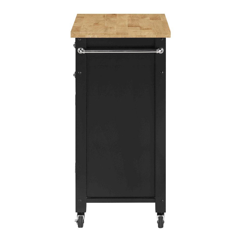 Derry Kitchen Cart with Natural Butcher Block Top With Black Finish
