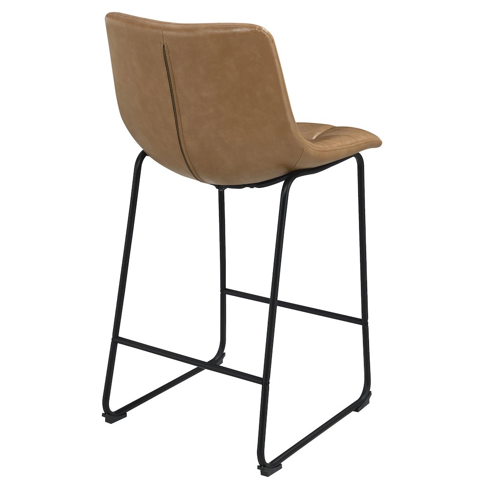 Alcott 26″ Counter Stool in Taupe Faux leather and Black Base 2-Pack