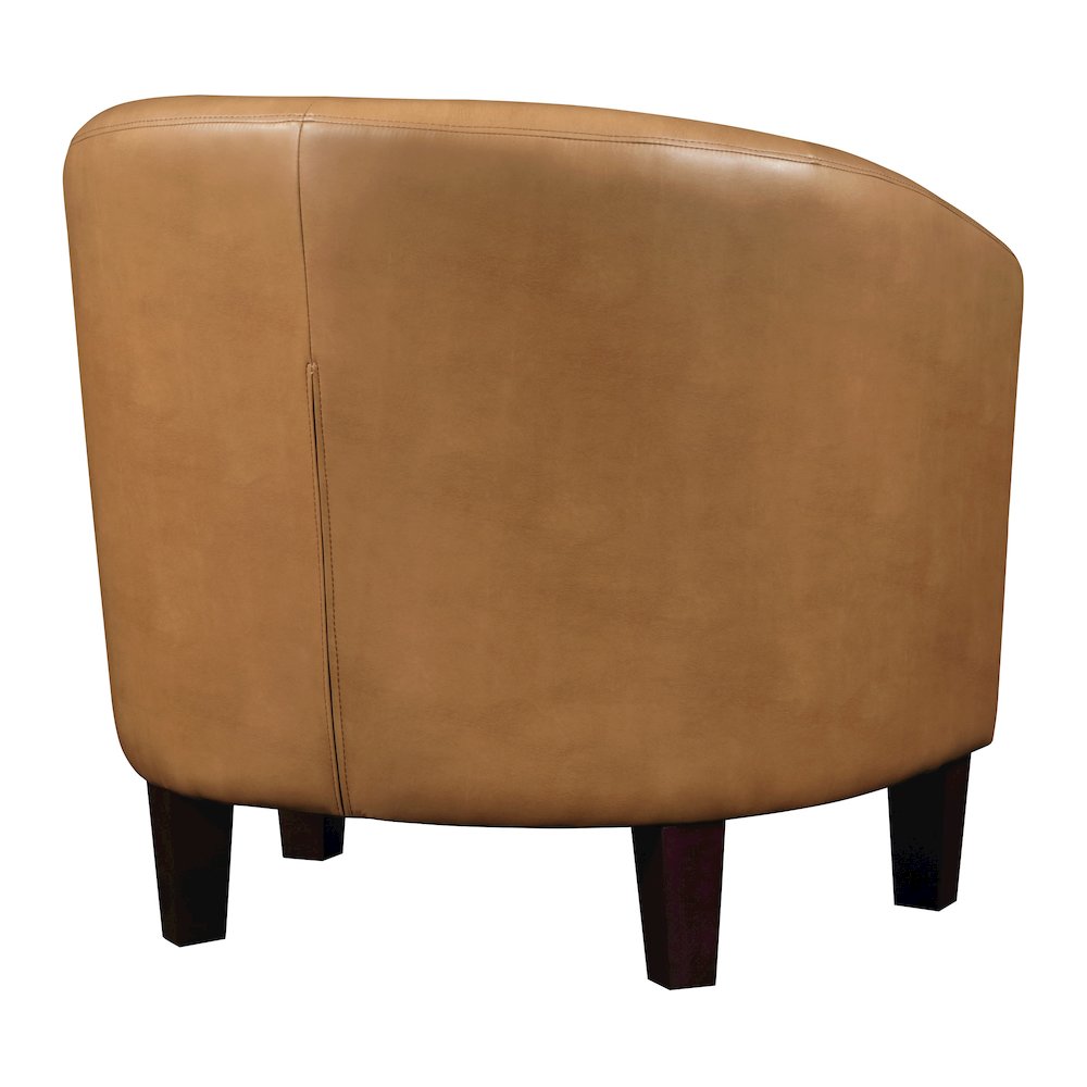 Ethan Tub Chair in Camel Faux Leather with Dark Espresso Wood Legs