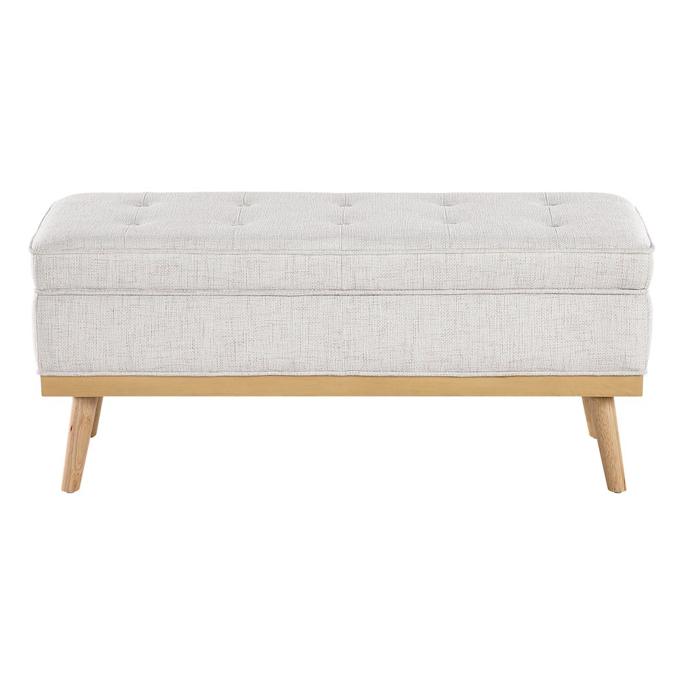 Katheryn Storage Bench in Linen Fabric with National Wood Legs