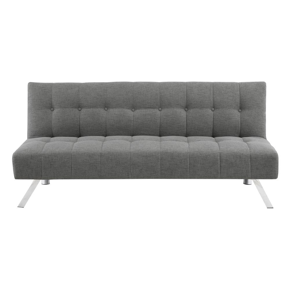 Sawyer Futon in Grey Fabric with Stainless Steel Legs