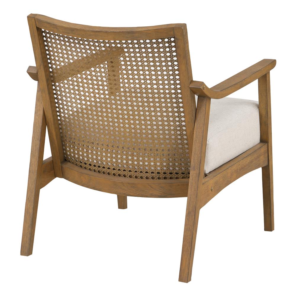 Alaina Cane Back Arm Chair in Linen Fabric with Coastal Wash